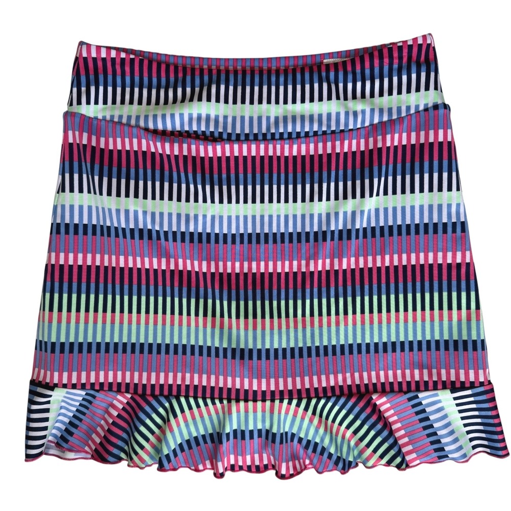 Golftini Womens Ruffle Hem Golf Skort Small Multicolor Striped Pickleball Tennis